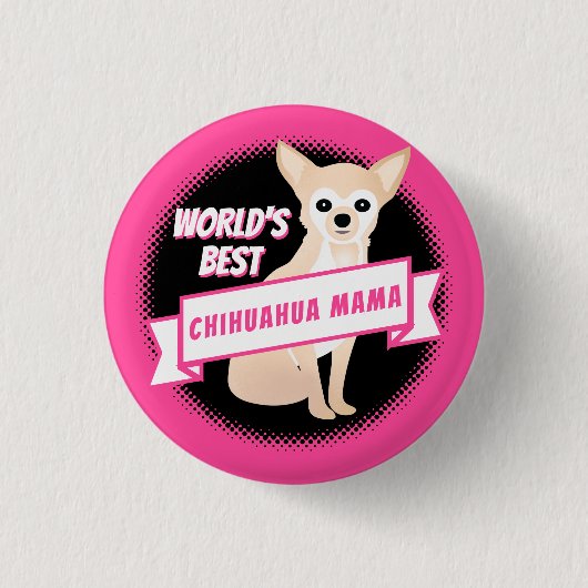 Chihuahua-Mama-Glatt-Überzogenes rehbraunes Chi Button (Vorderseite)