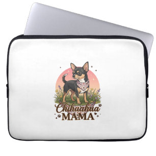 Chihuahua Mama Hund Rosa Blumen-Halstuch_1 Laptopschutzhülle