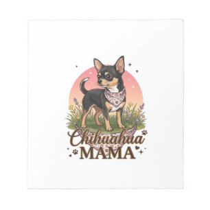 Chihuahua Mama Hund Rosa Blumen-Halstuch_1 Notizblock