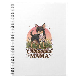 Chihuahua Mama Hund Rosa Blumenbandana_1 Notizblock
