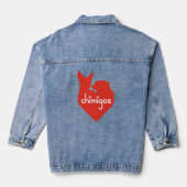 Chihuahua Mama Liebe Herz Chimigos Logo Jeansjacke (Rückseite)