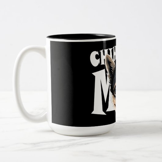 Chihuahua Mama Niedlich Chihuahua Momma Puppy Dog Zweifarbige Tasse (Links)