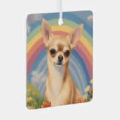 Chihuahua Memorial Custom Dog Name Rainbow Bridge Ornament Aus Metall (Vorderseite Rechts)