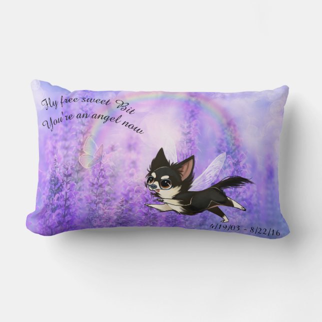 Chihuahua Memorial Rainbow Bridge Pillow Lendenkissen (Vorderseite)