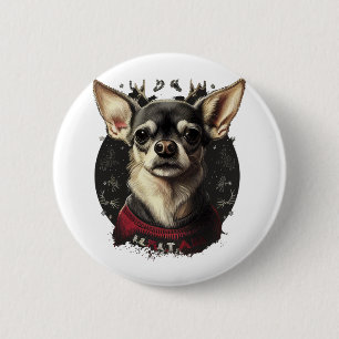 Chihuahua Merry Christmas X-Mas Tree Niedlich Button