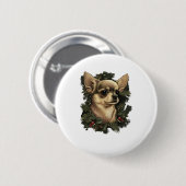 Chihuahua Merry Christmas X-Mas Tree Niedlich Button (Vorne & Hinten)