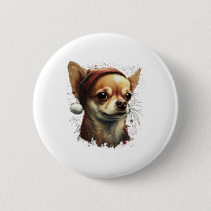 Chihuahua Merry Christmas X-Mas Tree Niedlich Button
