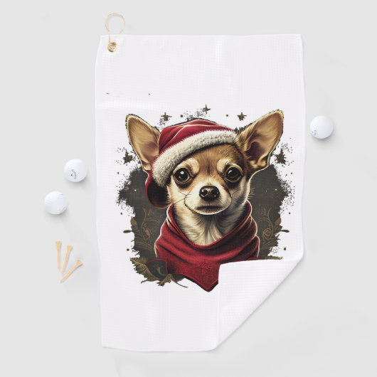 Chihuahua Merry Christmas X-Mas Tree Niedlich Golfhandtuch (Insitu)