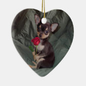 Chihuahua MerryRose Holding A Rose Ornament (Rechts)