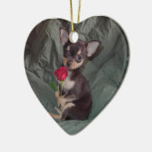 Chihuahua MerryRose Holding A Rose Ornament (Links)