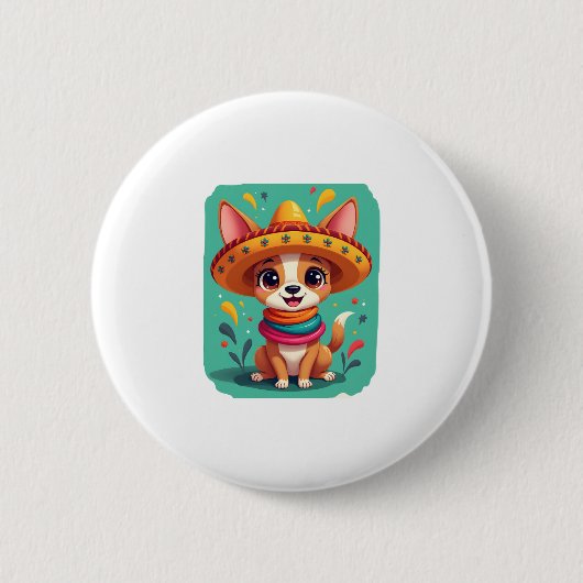 Chihuahua Mexico Cinco de Mayo Funny Dog (2) Button (Vorderseite)