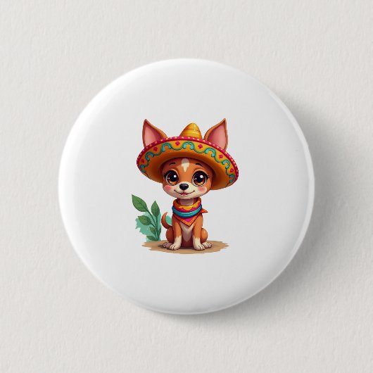 Chihuahua Mexico Cinco de Mayo Funny Dog (3) Button (Vorderseite)