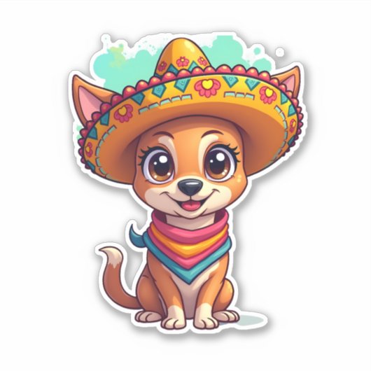 Chihuahua Mexico Cinco de Mayo Funny Dog (7) Aufkleber (Vorderseite)