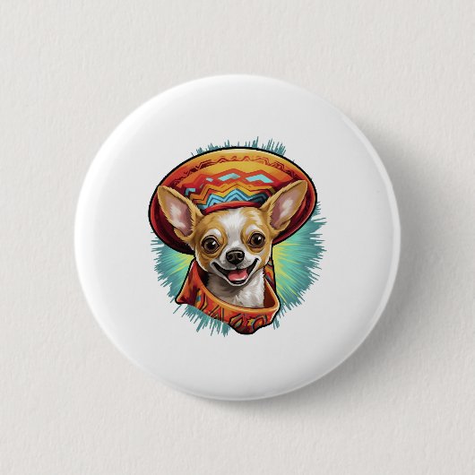 Chihuahua Mexico Cinco de Mayo Funny Dog Button (Vorderseite)