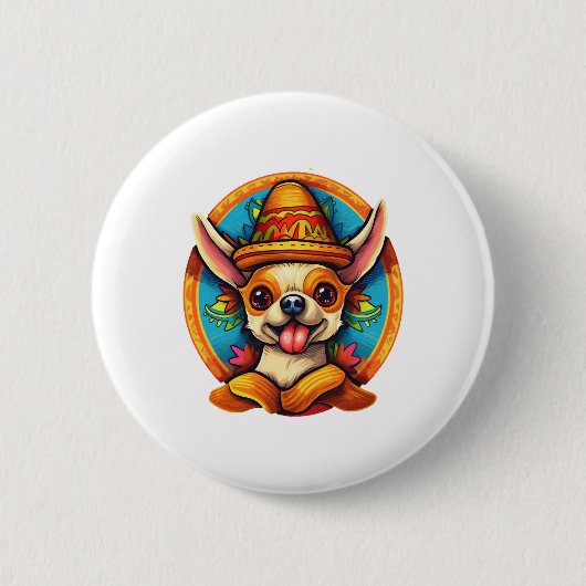 Chihuahua Mexico Cinco de Mayo Funny Dog Button (Vorderseite)