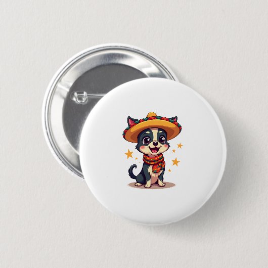 Chihuahua Mexico Cinco de Mayo Funny Dog Copy Button (Vorne & Hinten)