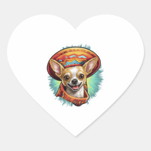 Chihuahua Mexico Cinco de Mayo Funny Dog Herz-Aufkleber