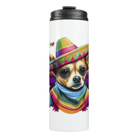 Chihuahua Mexico Cinco de Mayo Funny Dog Thermosbecher (Vorderseite)