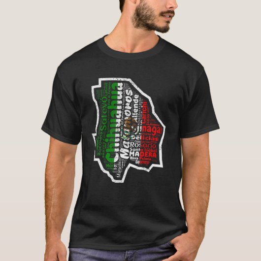 Chihuahua Mexico Mapa Bandera Mexicana Staat T-Shirt (Vorderseite)