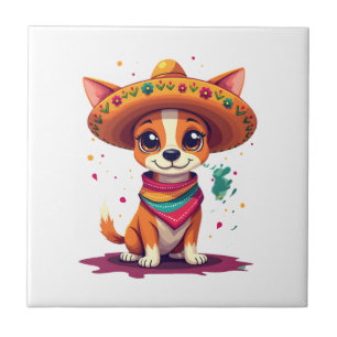 Chihuahua Mexiko Cinco de Mayo Lustiger Hund Fliese