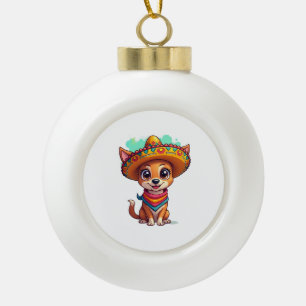 Chihuahua  Mexiko  Cinco de Mayo  Lustiger Hund    Keramik Kugel-Ornament