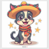 Chihuahua Mexiko Cinco de Mayo Lustiger Hund Kopie Aufkleber (Blatt)
