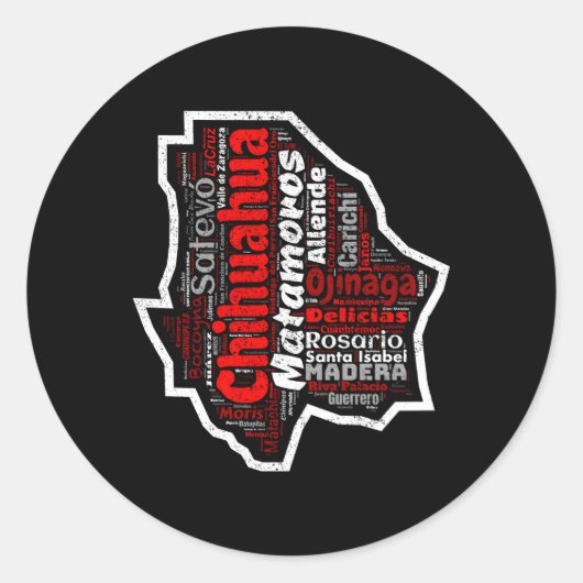Chihuahua Mexiko Mapa Municipios Mexikanischer Sta Runder Aufkleber (Vorderseite)