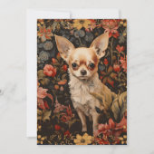 Chihuahua mit Blume im Stil von William Morris Einladung (Vorderseite)