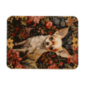 Chihuahua mit Blume im Stil von William Morris Magnet (Horizontal)