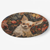 Chihuahua mit Blume im Stil von William Morris Pappteller (Schrägansicht)