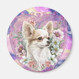 Chihuahua mit Blume pink Magnet
