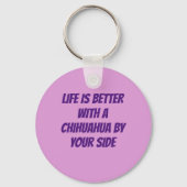 Chihuahua mit Blume pink Schlüsselanhänger (Rückseite)