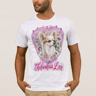 Chihuahua mit Blume pink T-Shirt