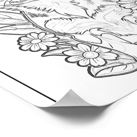 Chihuahua mit düsteren Blume farbiges Seitenposter Poster (Ecke)