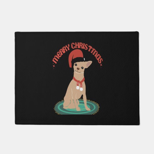Chihuahua mit einer Weihnachtsmannmütze Fußmatte (Vorderseite)