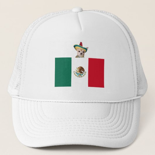 CHIHUAHUA MIT FLAGGE TRUCKERKAPPE (Vorderseite)
