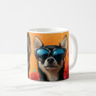 Chihuahua mit herzhaften Rose Valentinstag Kaffeetasse