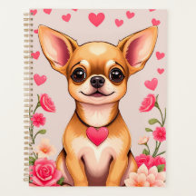Chihuahua mit Herzmotiv und Blumenelementen
