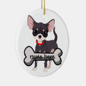 Chihuahua mit Namen auf Knochen personalisieren Keramik Ornament (Rechts)