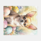 Chihuahua mit Ostereiern Urlaub Fleecedecke (Vorderseite (Horizontal))
