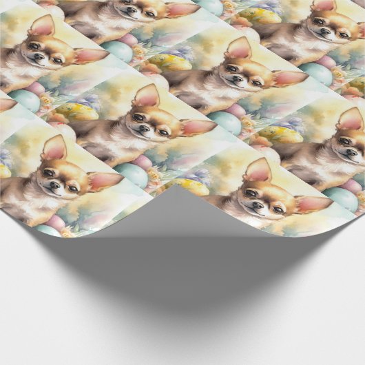 Chihuahua mit Ostereiern Urlaub Geschenkpapier (Ecke)