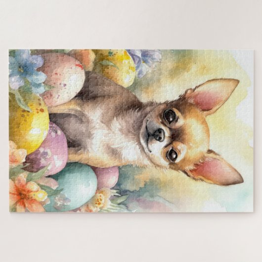 Chihuahua mit Ostereiern Urlaub Puzzle (Horizontal)