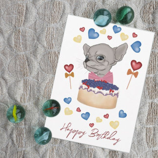 Chihuahua mit rosa Bug. Happy Birthday Feiertagskarte