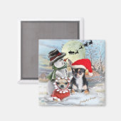 Chihuahua mit Snowman-Geschenken Magnet (Vorderseite/Rückseite)