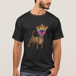 Chihuahua mit Sonnenbrille und Crown England Verei T-Shirt