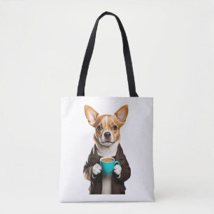 Chihuahua mit Tasse Kaffee Tasche