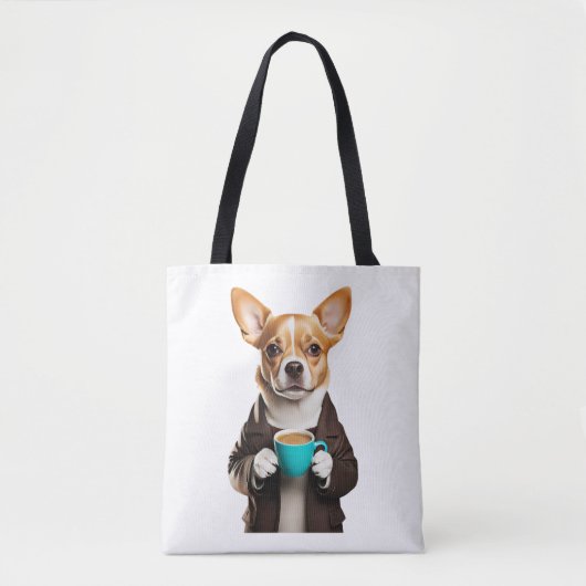Chihuahua mit Tasse Kaffee Tasche (Vorderseite)