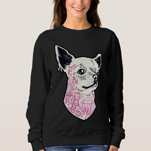 Chihuahua mit Tattoos Sweatshirt (Vorderseite)