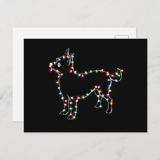 Chihuahua mit Weihnachts-Light-Hund Liebhaber Weih Postkarte (Vorne/Hinten)