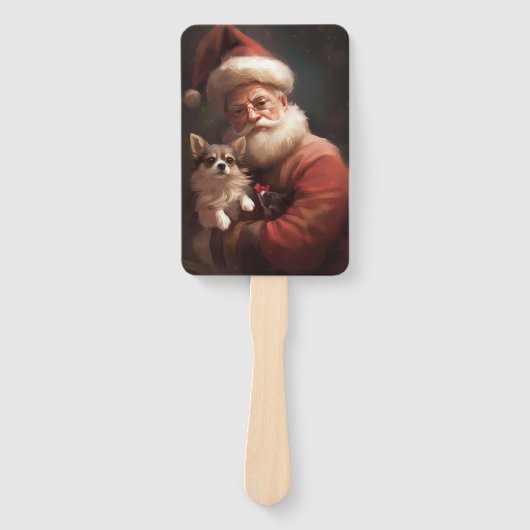 Chihuahua mit Weihnachtsmann Fächer (Vorderseite)